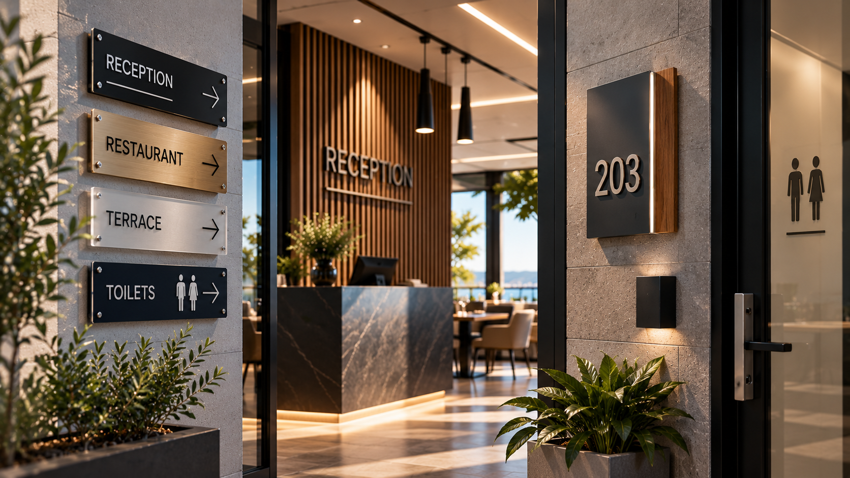 Architectural signage, wayfinding and dimensional room identification