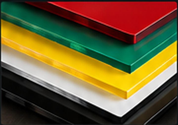 Coloured and layered acrylic material