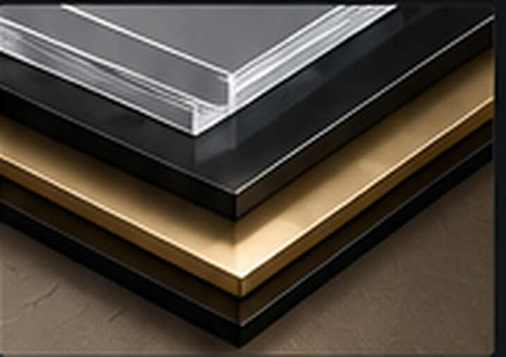 Layered acrylic and metallic material combination